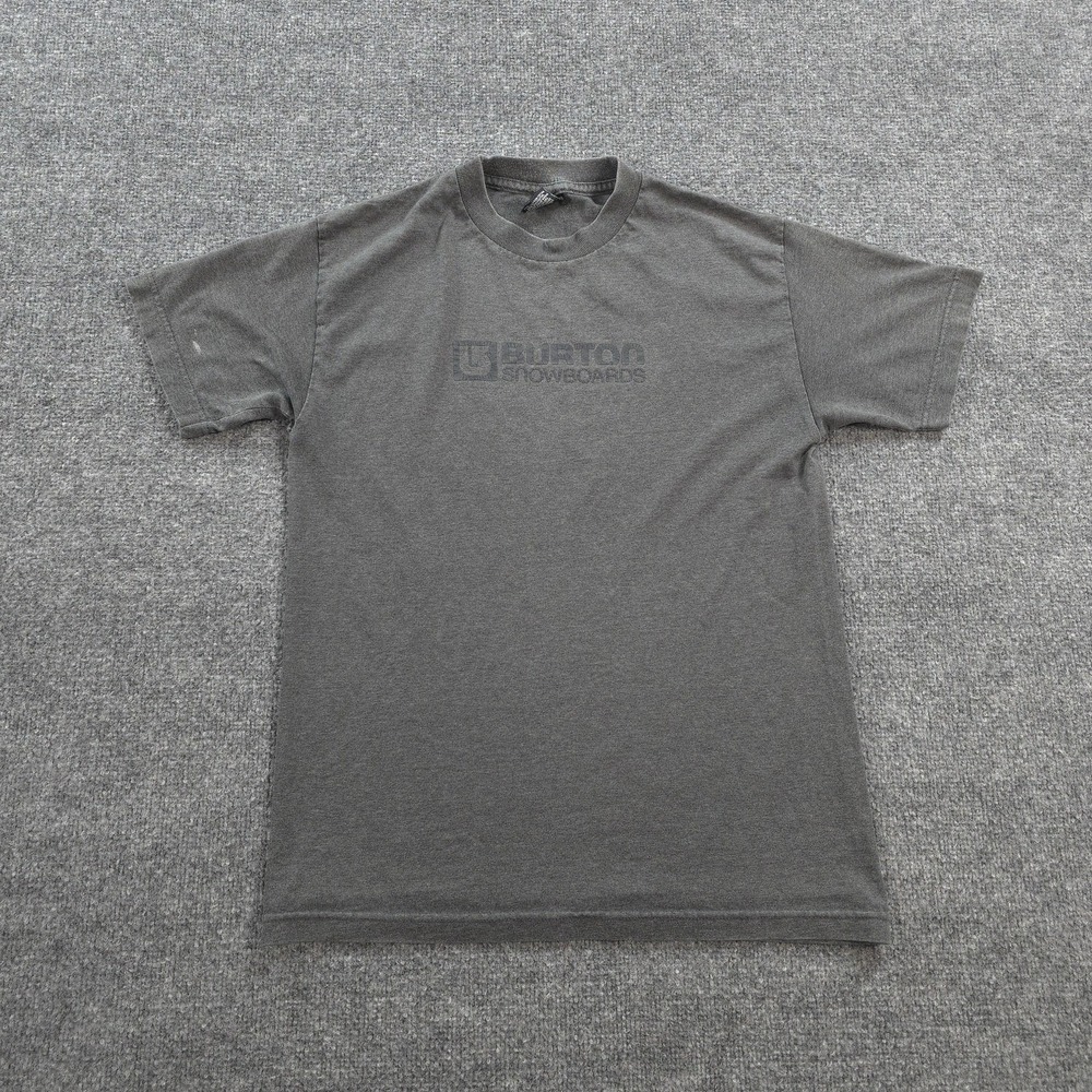 Vintage Burton Snowboards Shirt Mens Medium Gray Logo Graphic Skater Y2K Grunge